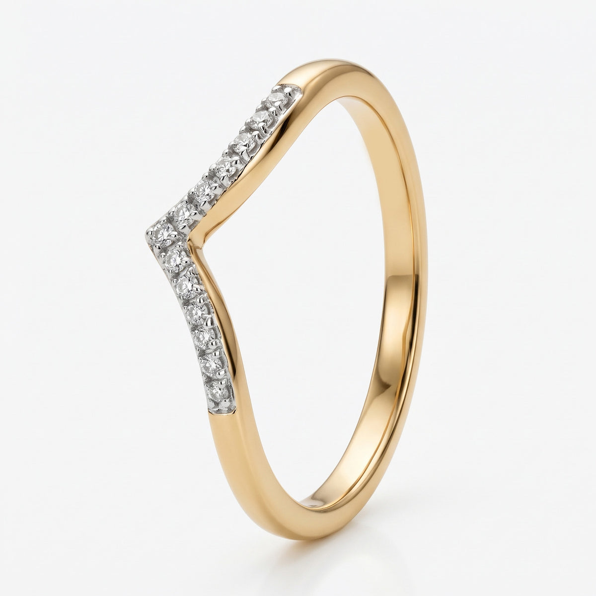 Diamond Wishbone Ring in Sterling Silver with 18K Vermeil Yellow Gold 3798768 4