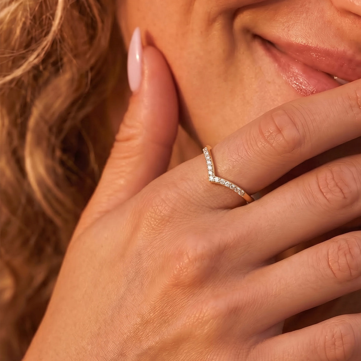 Diamond Wishbone Ring in Sterling Silver with 18K Vermeil Yellow Gold 3798768 5
