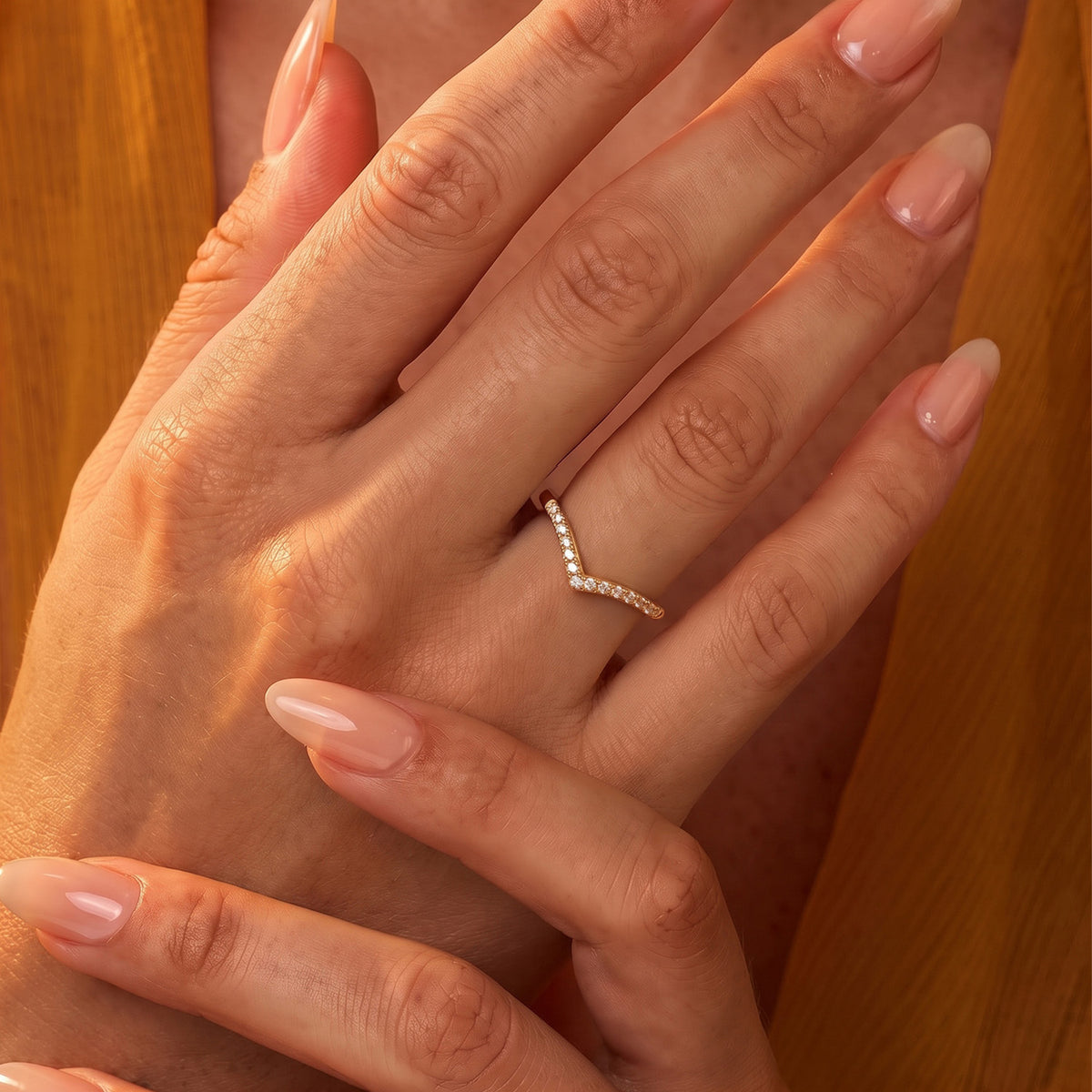 Diamond Wishbone Ring in Sterling Silver with 18K Vermeil Yellow Gold 3798768 6