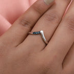 Blue Diamond Wishbone Ring in Platinum Overlay Sterling Silver_3798839_2