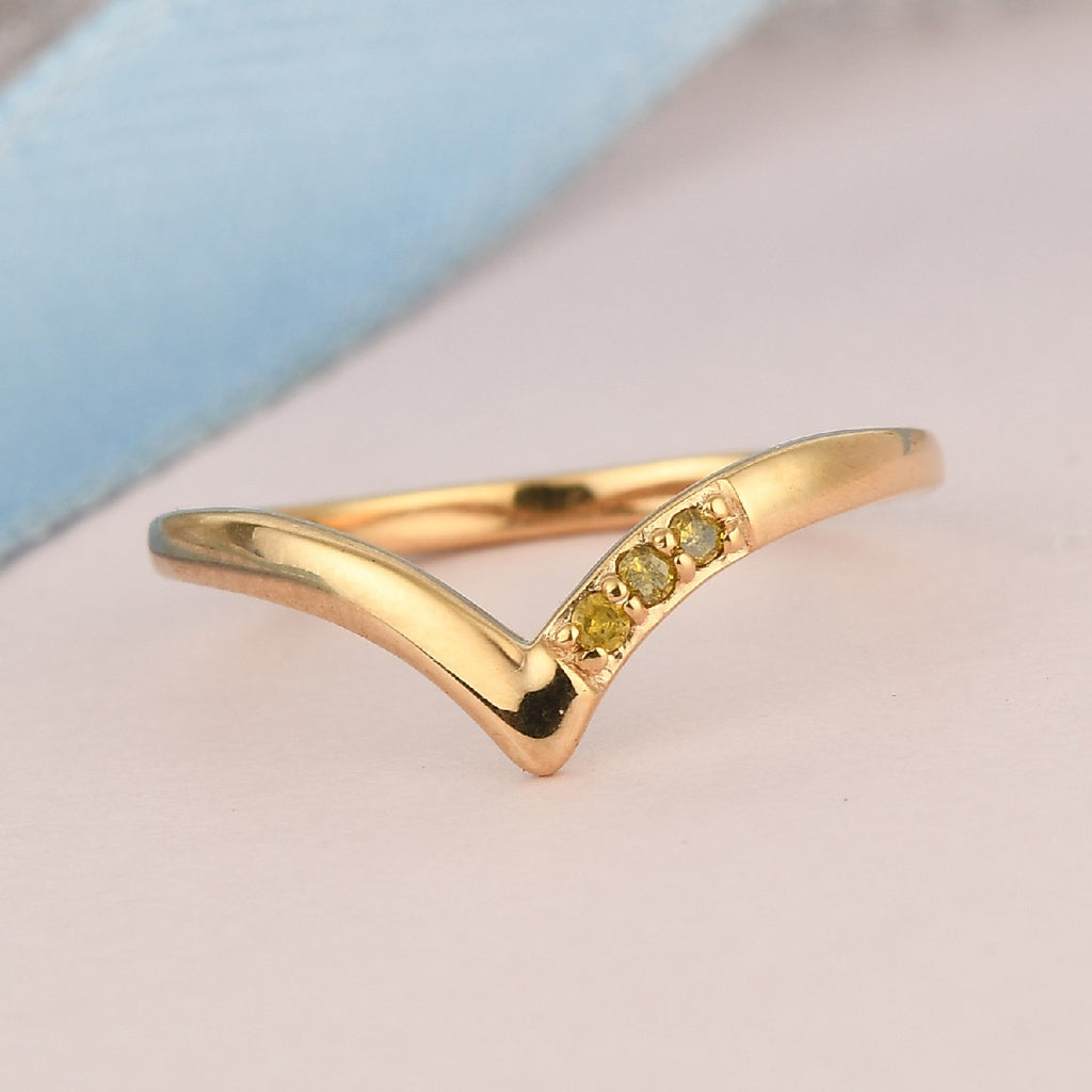 Yellow Diamond Wishbone Ring in 18K Vermeil Yellow Gold Plated Sterling Silver_3798852_1
