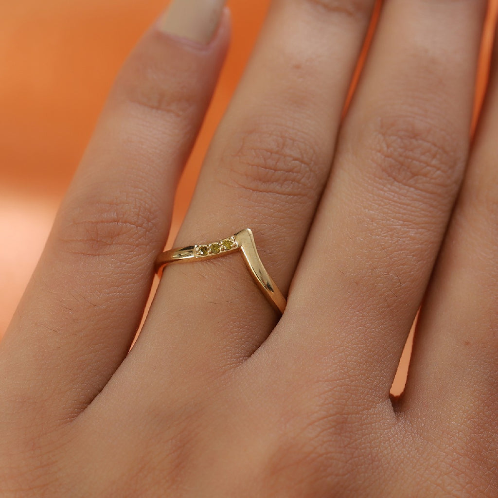Yellow Diamond Wishbone Ring in 18K Vermeil Yellow Gold Plated Sterling Silver_3798852_2