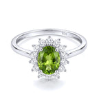 Royal Bali Collection - D'Joy Hebei Peridot & Natural Zircon Halo Ring in Platinum Overlay Sterling Silver 1.20 Ct._3811722