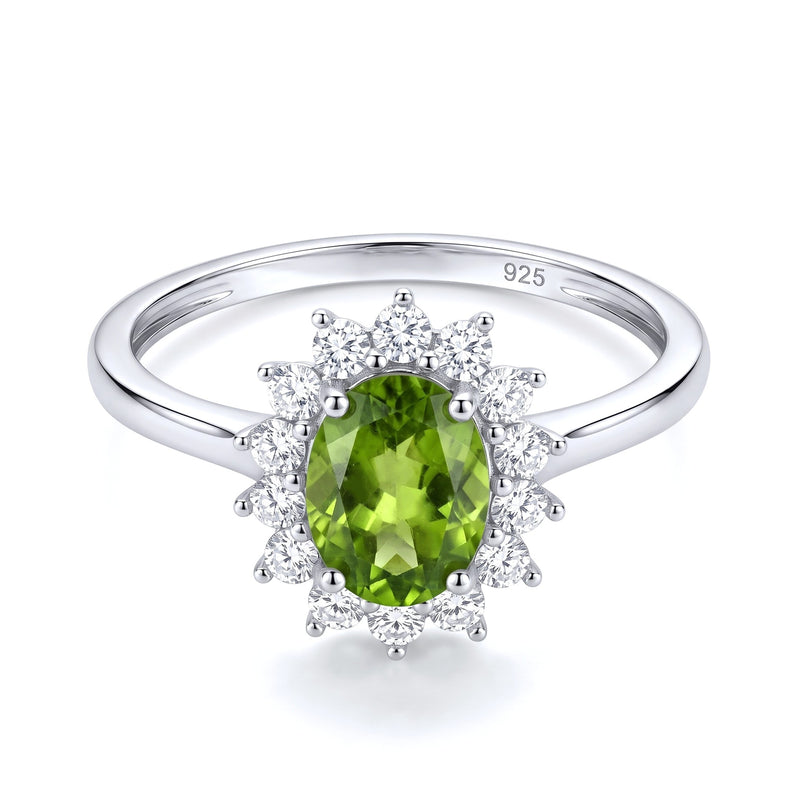 Royal Bali Collection - D'Joy Hebei Peridot & Natural Zircon Halo Ring in Platinum Overlay Sterling Silver 1.20 Ct._3811722