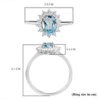 D'Joy SkyBlue Topaz & Natural Zircon Halo Ring in Platinum Overlay Sterling Silver 1.37 Ct._3811745_7