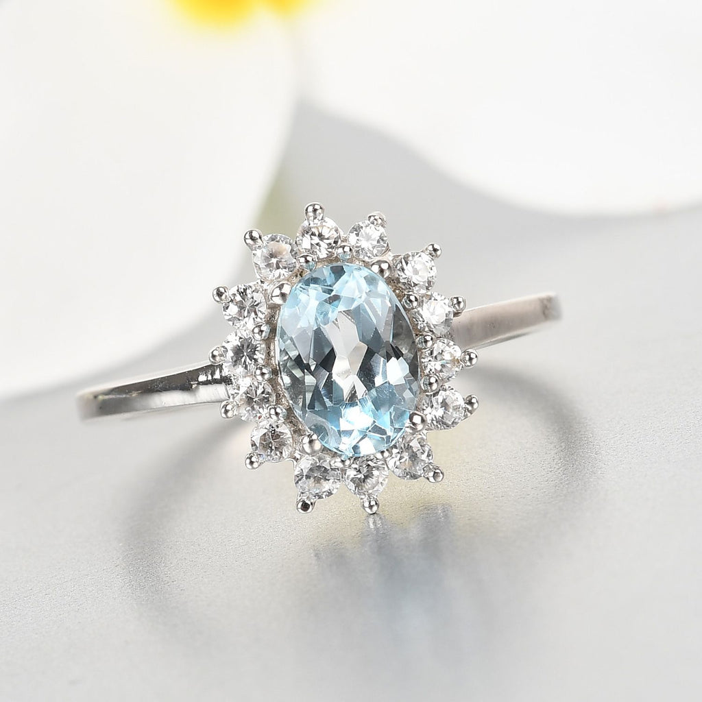 D'Joy SkyBlue Topaz & Natural Zircon Halo Ring in Platinum Overlay Sterling Silver 1.37 Ct._3811748_1