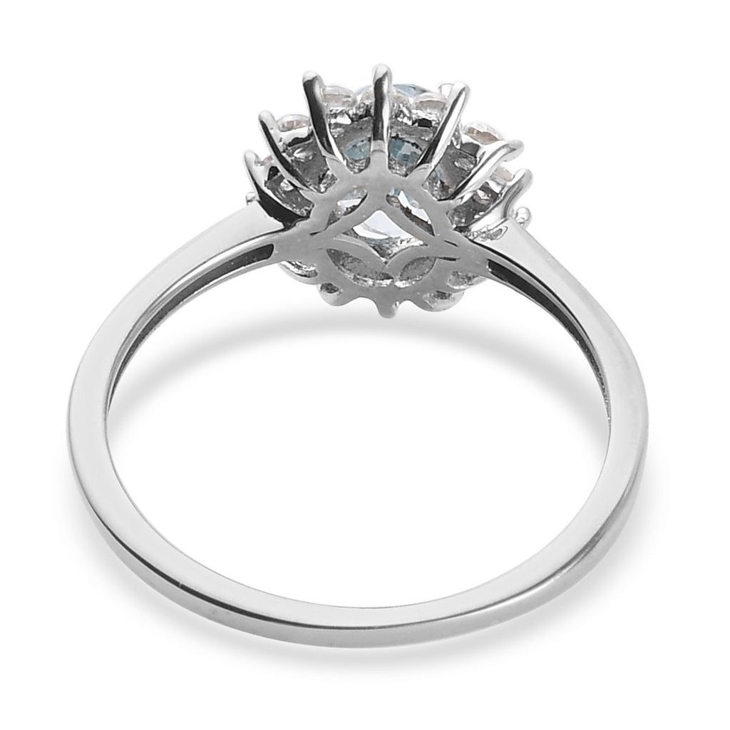 D'Joy SkyBlue Topaz & Natural Zircon Halo Ring in Platinum Overlay Sterling Silver 1.37 Ct._3811748_4