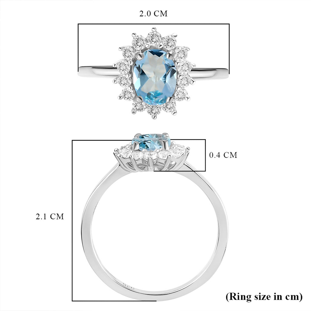 D'Joy SkyBlue Topaz & Natural Zircon Halo Ring in Platinum Overlay Sterling Silver 1.37 Ct._3811748_7