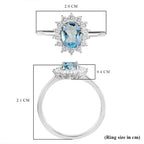 D'Joy SkyBlue Topaz & Natural Zircon Halo Ring in Platinum Overlay Sterling Silver 1.37 Ct._3811748_7