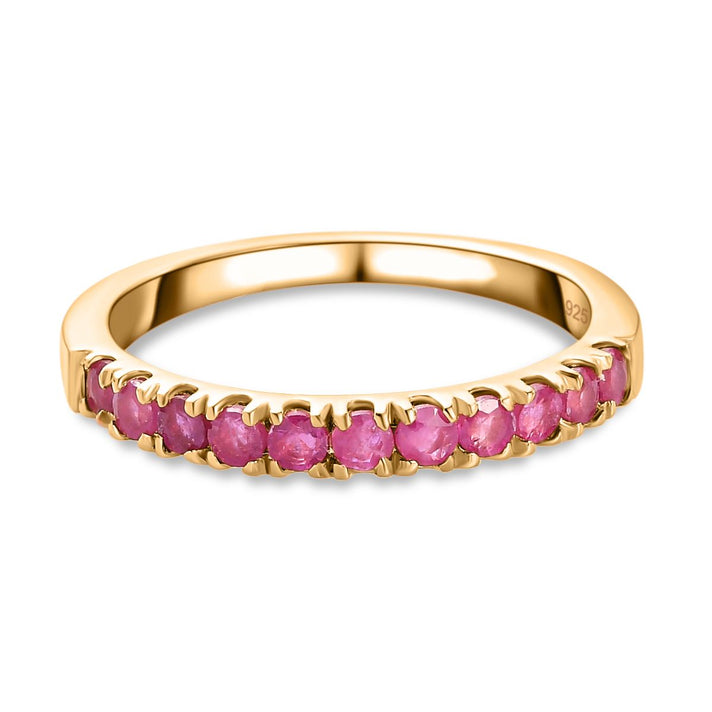 Ruby Half-Eternity Ring in Sterling Silver with 18K Vermeil Yellow Gold 3814818 1
