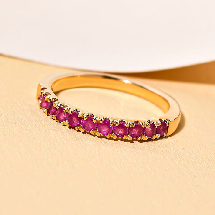 Ruby Half-Eternity Ring in Sterling Silver with 18K Vermeil Yellow Gold 3814818 2