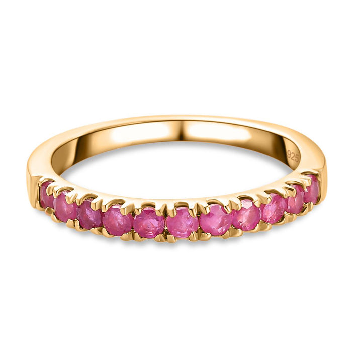 Ruby Half-Eternity Ring in Sterling Silver with 18K Vermeil Yellow Gold 3814819 1