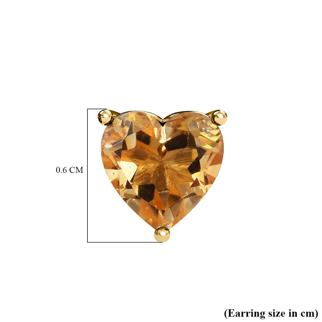 Citrine Heart Stud Push Post Earrings in 18K Vermeil Yellow Gold Plated Sterling Silver 1.35 Ct._3815607_4