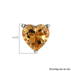 Citrine Heart Stud Push Post Earrings in Platinum Overlay Sterling Silver 1.35 Ct._3815608_4