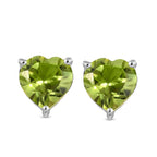 Hebei Peridot Stud Heart Push Post Earrings in Platinum Overlay Sterling Silver 1.38 Ct.