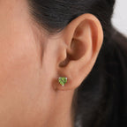 Hebei Peridot Stud Heart Push Post Earrings in Platinum Overlay Sterling Silver 1.38 Ct.