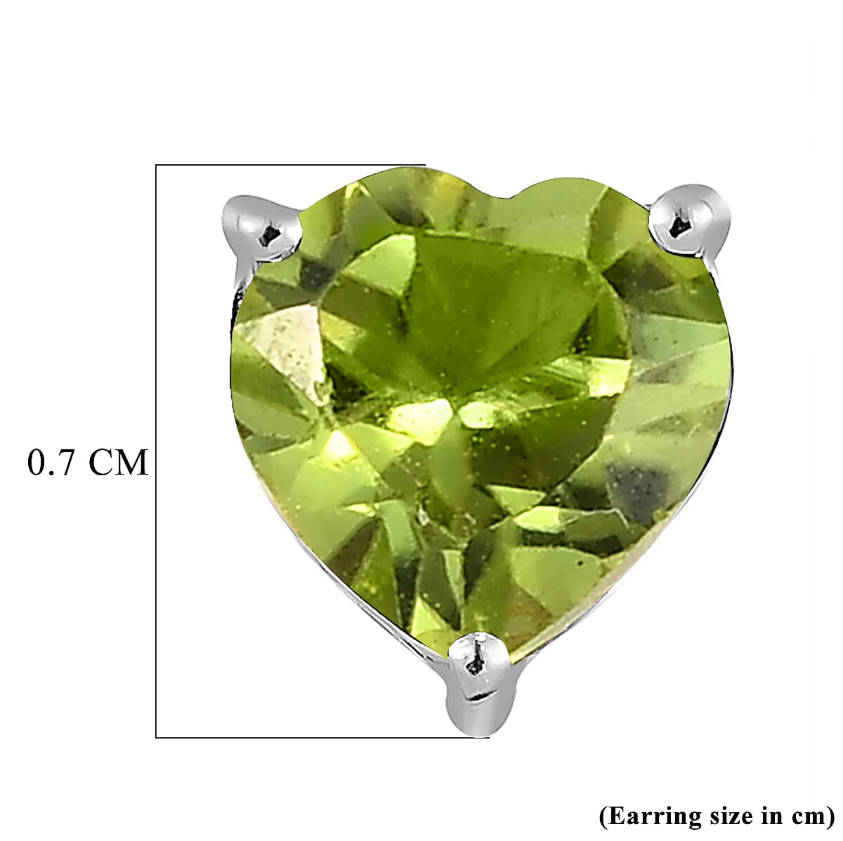 1.28 Peridot Heart Solitaire Earrings in Platinum Plated Sterling Silver 3815618 5