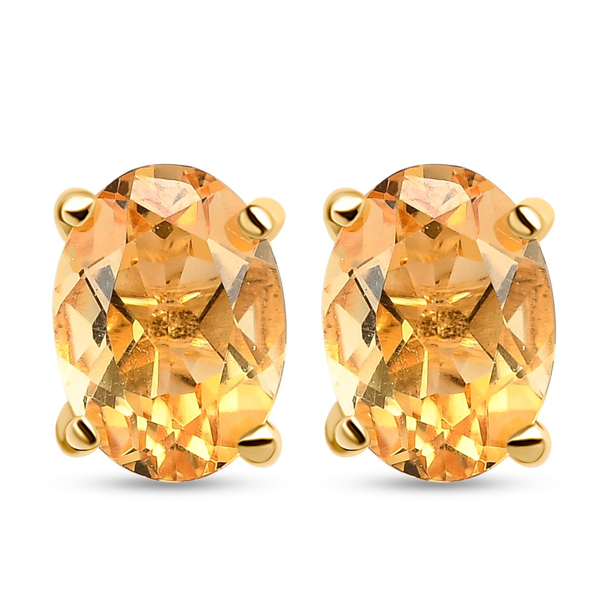 1.5 Ct. Citrine Solitaire Stud Earrings in 18K Vermeil Yellow Gold Over Sterling Silver 3815655 0