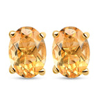 Citrine Solitaire Stud Earrings with Push Back in 18K Vermeil Yellow Gold Plated Sterling Silver 1.40 Ct._3815655
