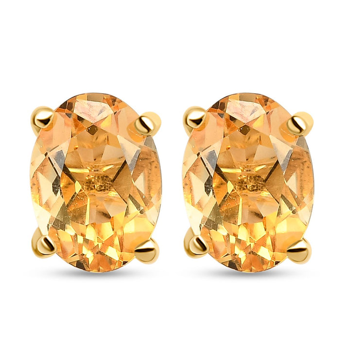 1.5 Ct. Citrine Solitaire Stud Earrings in 18K Vermeil Yellow Gold Over Sterling Silver 3815655 1