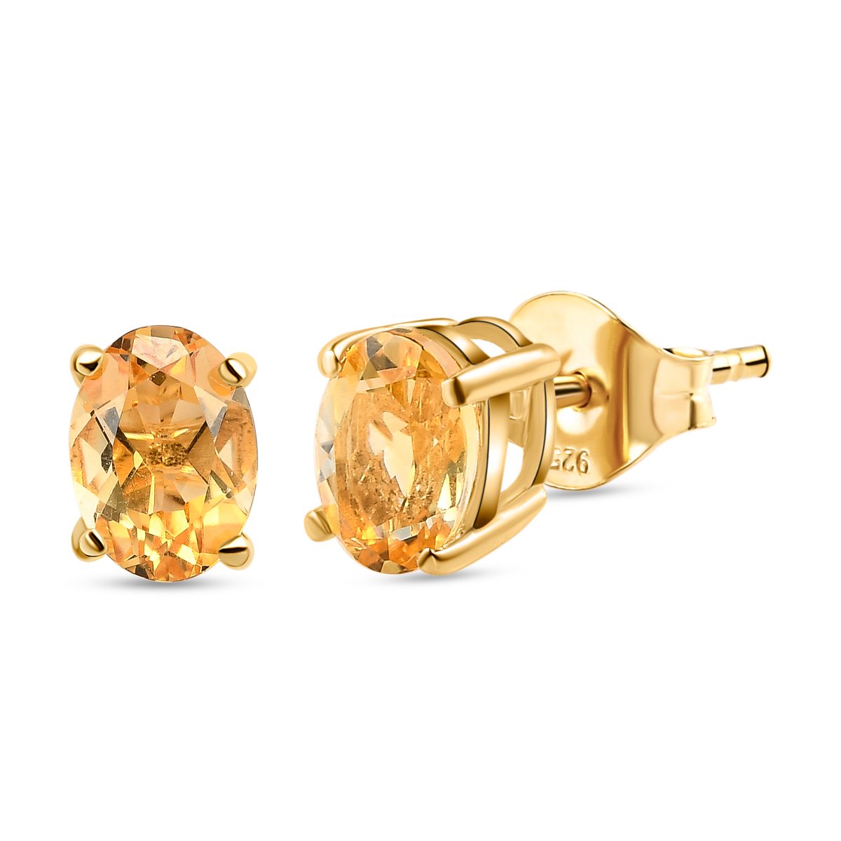 1.5 Ct. Citrine Solitaire Stud Earrings in 18K Vermeil Yellow Gold Over Sterling Silver 3815655 4