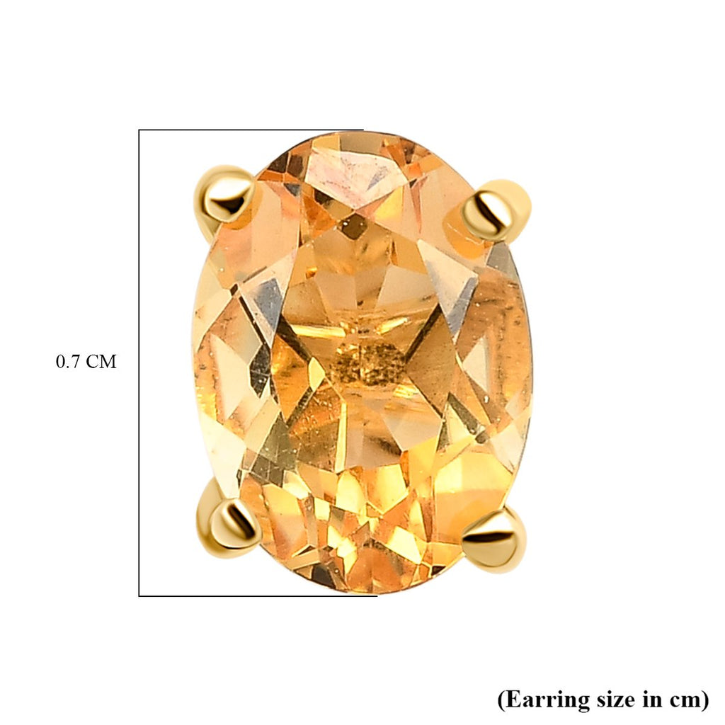 Citrine Solitaire Stud Earrings with Push Back in 18K Vermeil Yellow Gold Plated Sterling Silver 1.40 Ct._3815655_4
