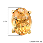Citrine Solitaire Stud Earrings with Push Back in 18K Vermeil Yellow Gold Plated Sterling Silver 1.40 Ct._3815655_4