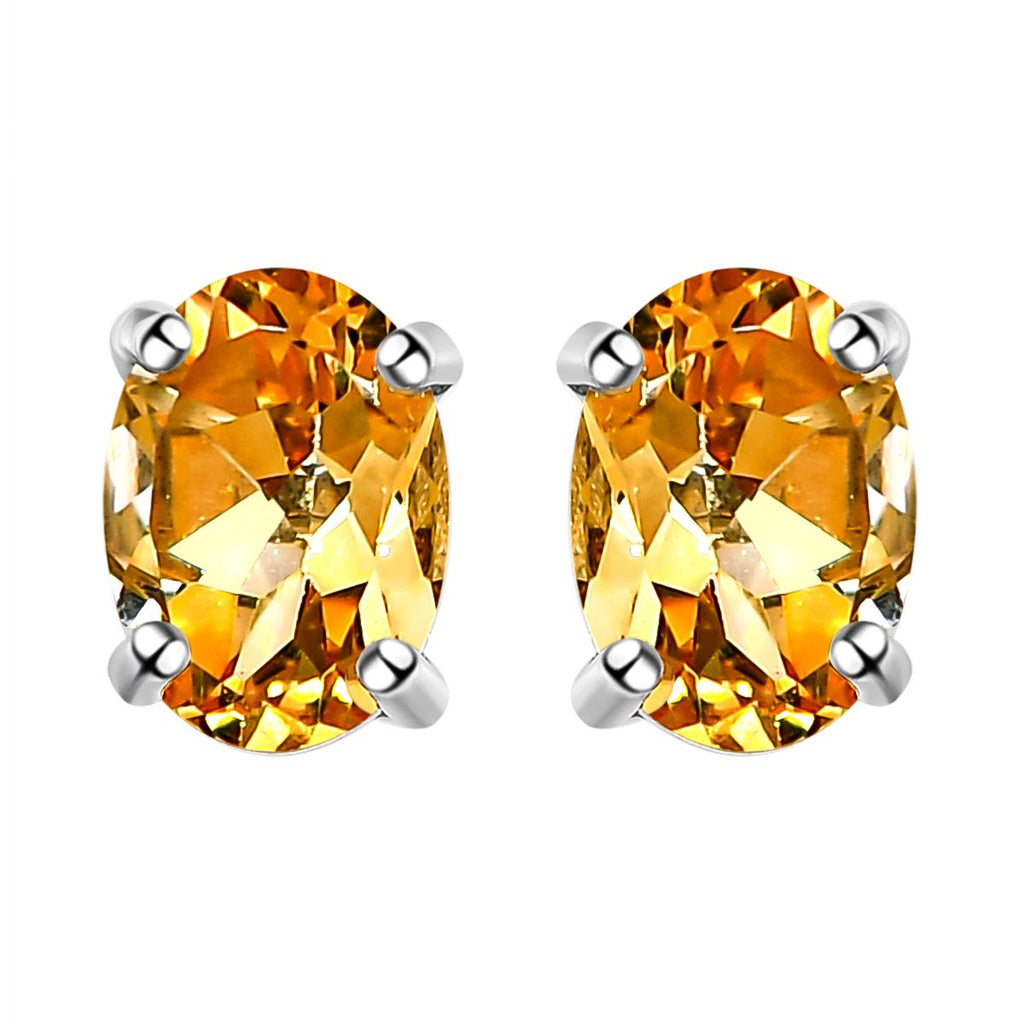 Citrine Stud Push Post Earrings in Platinum Overlay Sterling Silver 1.38 Ct._3815656