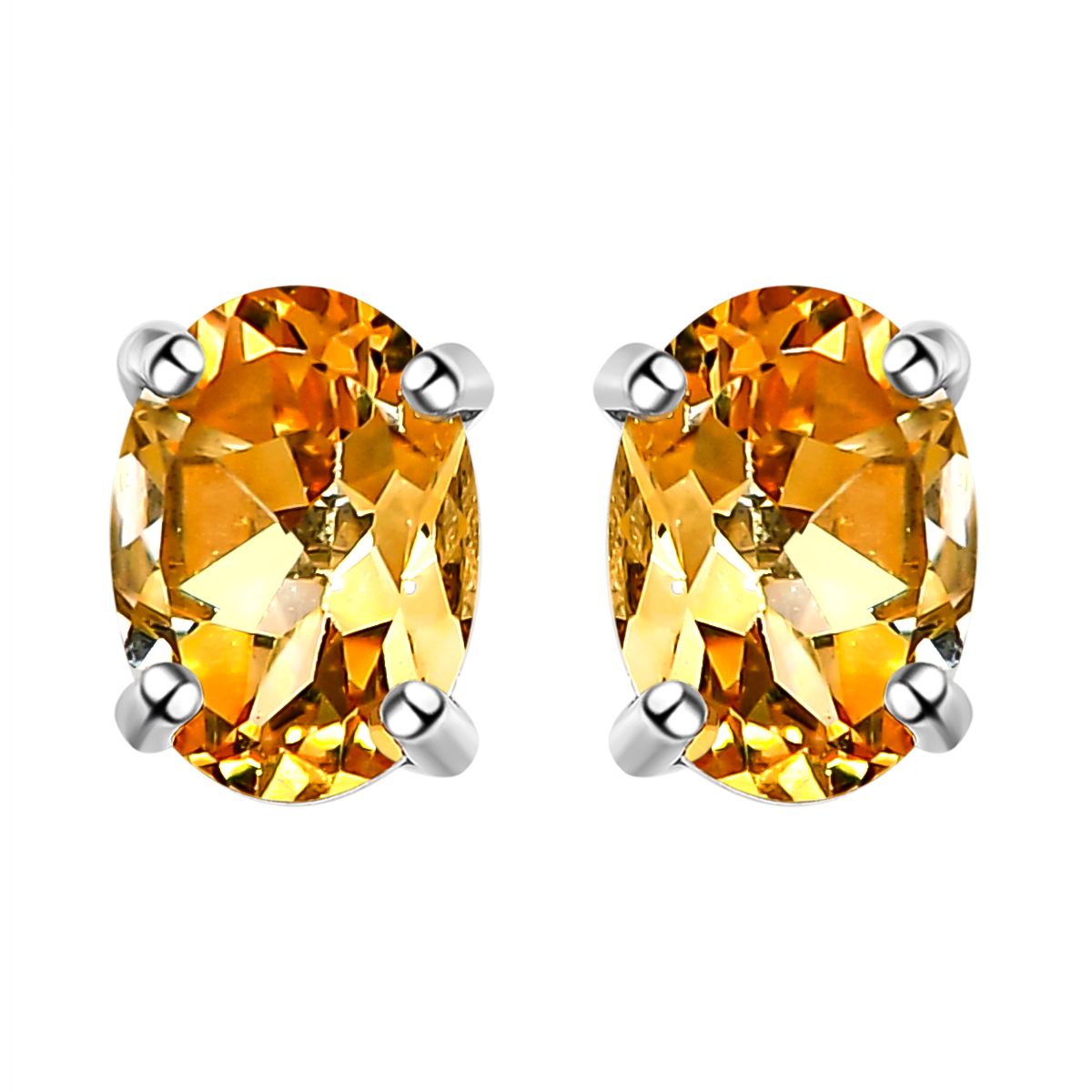Citrine Stud Push Post Earrings in Platinum Overlay Sterling Silver 1.38 Ct. 3815656 0
