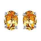 Citrine Stud Push Post Earrings in Platinum Overlay Sterling Silver 1.38 Ct._3815656