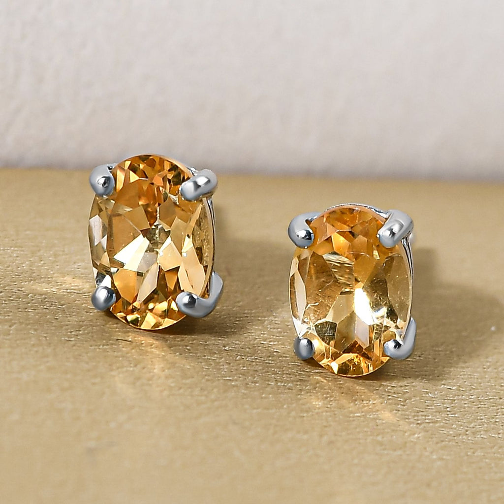 Citrine Stud Push Post Earrings in Platinum Overlay Sterling Silver 1.38 Ct._3815656_1