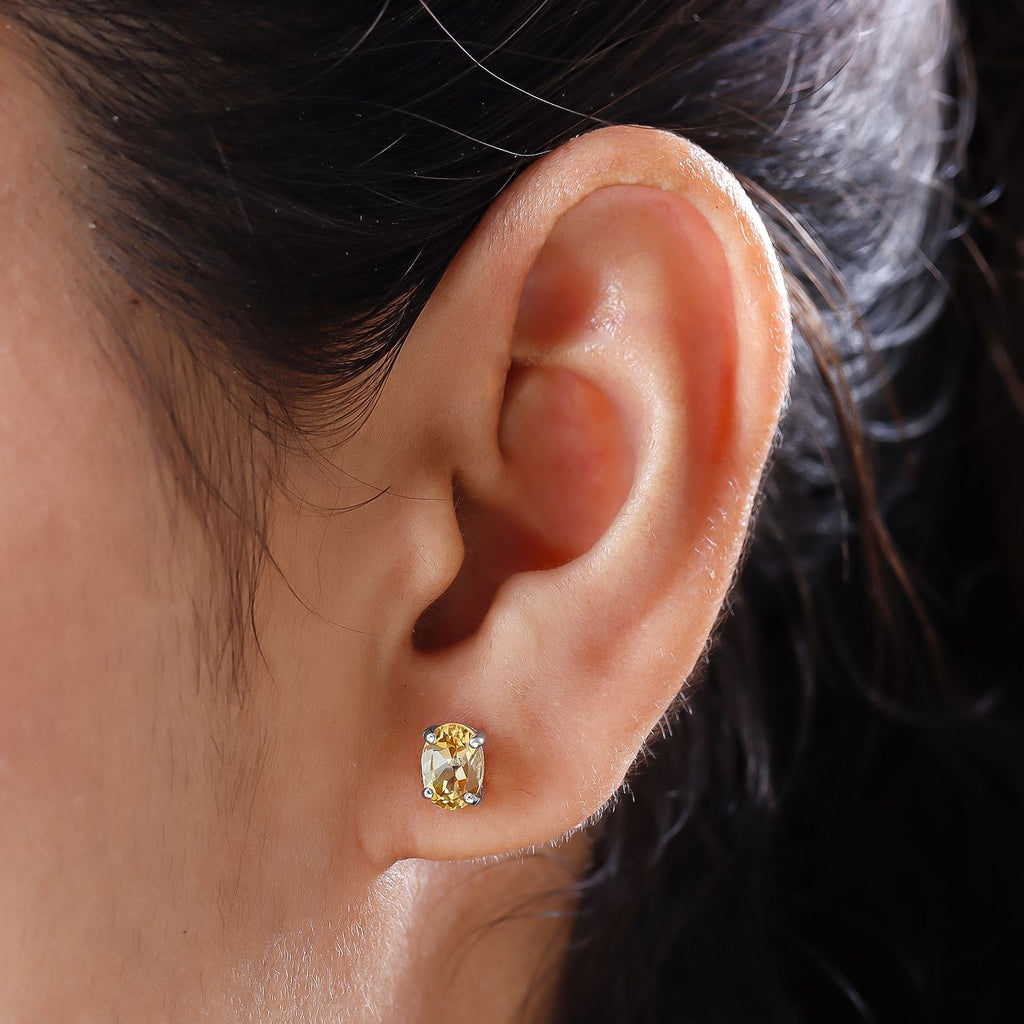 Citrine Stud Push Post Earrings in Platinum Overlay Sterling Silver 1.38 Ct._3815656_2