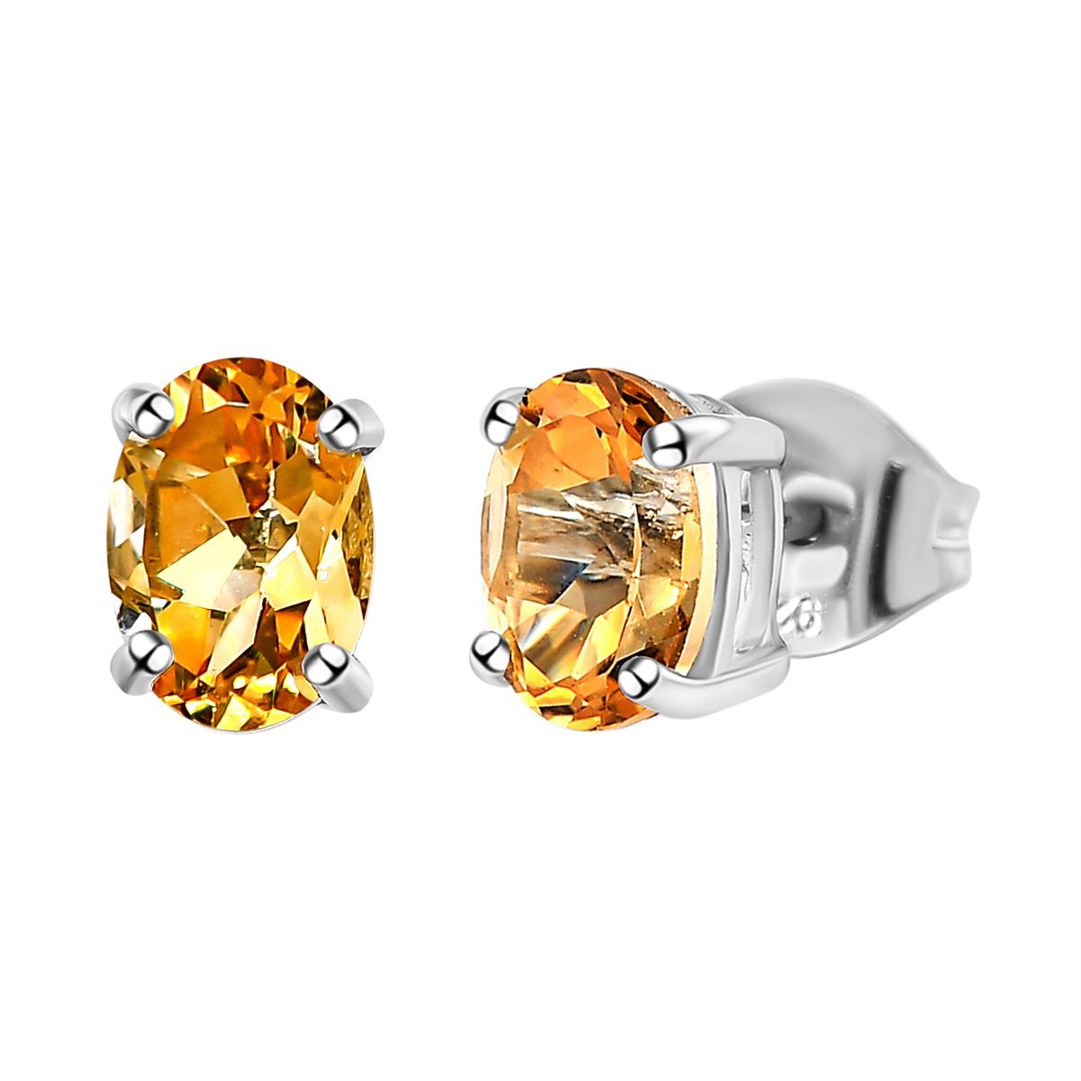 Citrine Stud Push Post Earrings in Platinum Overlay Sterling Silver 1.38 Ct. 3815656 4