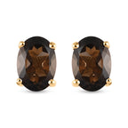 Smoky Quartz Stud Earrings with Push Back in 18K Vermeil Yellow Gold Plated Sterling Silver 0.90 Ct._3815668