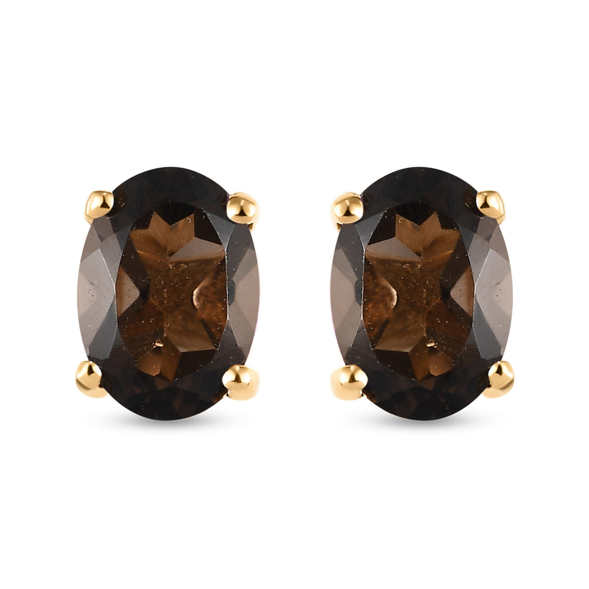 1.20 Ct. Smoky Quartz Solitaire Earrings in 14K Gold Plated Sterling Silver 3815668 0