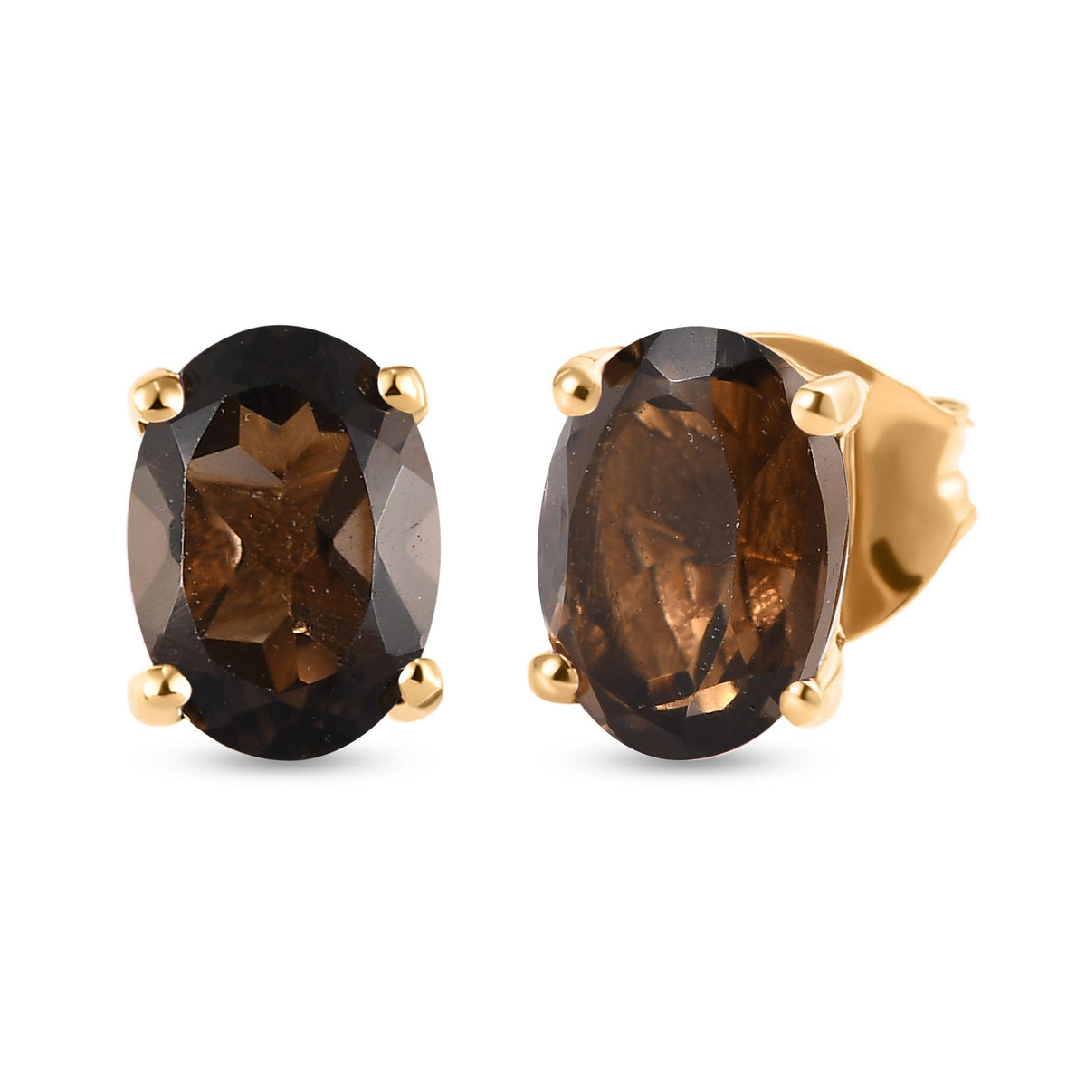1.20 Ct. Smoky Quartz Solitaire Earrings in 14K Gold Plated Sterling Silver 3815668 4