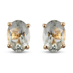 Royal Bali Collection - Prasiolite Stud Earrings with Push Back in 18K Vermeil Yellow Gold Plated Sterling Silver 1.20 Ct._3815705