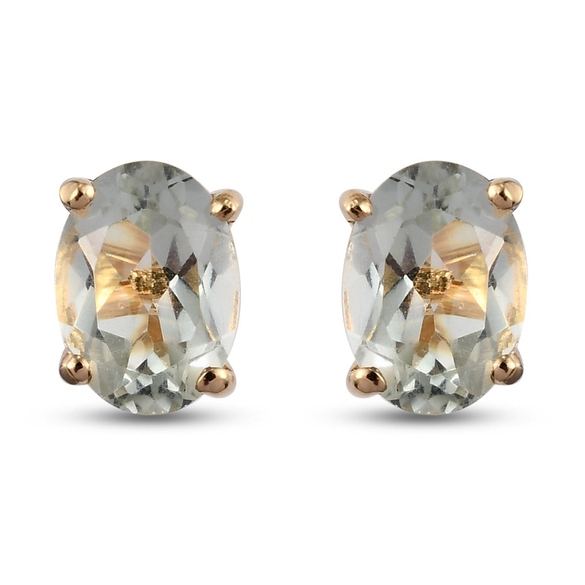 1.7 Ct. Prasiolite Solitaire Earrings in 14K Gold Plated Sterling Silver 3815705 0