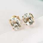 Royal Bali Collection - Prasiolite Stud Earrings with Push Back in 18K Vermeil Yellow Gold Plated Sterling Silver 1.20 Ct._3815705_1
