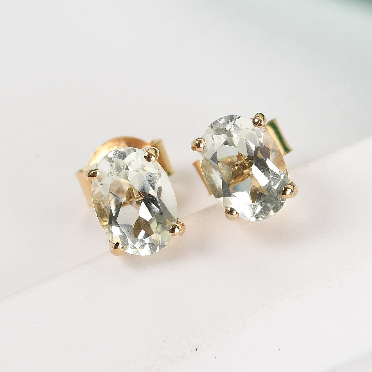 1.7 Ct. Prasiolite Solitaire Earrings in 14K Gold Plated Sterling Silver 3815705 2