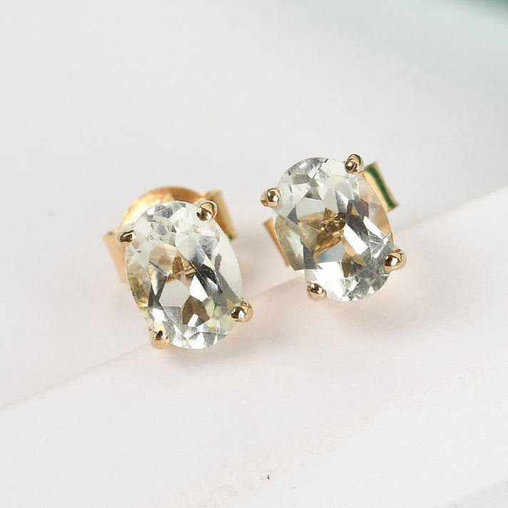 1.7 Ct. Prasiolite Solitaire Earrings in 14K Gold Plated Sterling Silver 3815705 2