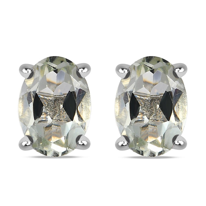1.7 Ct. Prasiolite Earrings in Platinum Plated Sterling Silver 3815706 1