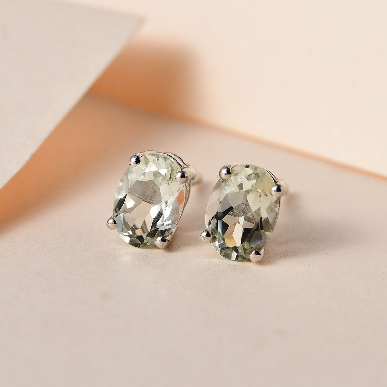 1.7 Ct. Prasiolite Earrings in Platinum Plated Sterling Silver 3815706 2