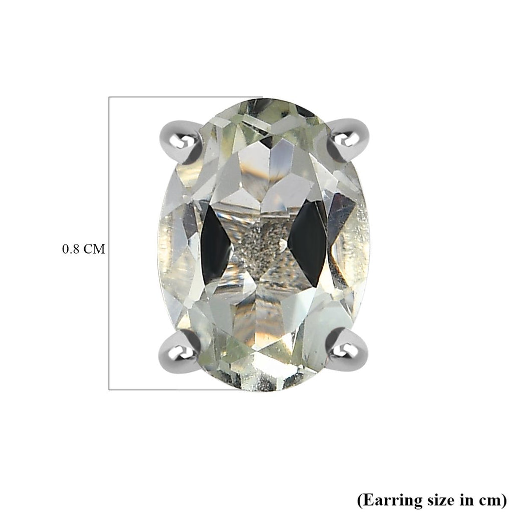 Prasiolite Stud Earrings with Push Back in Platinum Overlay Sterling Silver 1.07 Ct._3815706_5