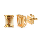 Royal Bali Collection - Citrine Octagone Stud Earring with Push Back in 18K Vermeil Yellow Gold Plated Sterling Silver 1.91 Ct._3815757