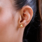 Royal Bali Collection - Citrine Octagone Stud Earring with Push Back in 18K Vermeil Yellow Gold Plated Sterling Silver 1.91 Ct._3815757_2