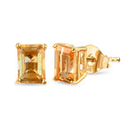 Royal Bali Collection - Citrine Octagone Stud Earring with Push Back in 18K Vermeil Yellow Gold Plated Sterling Silver 1.91 Ct._3815757_3