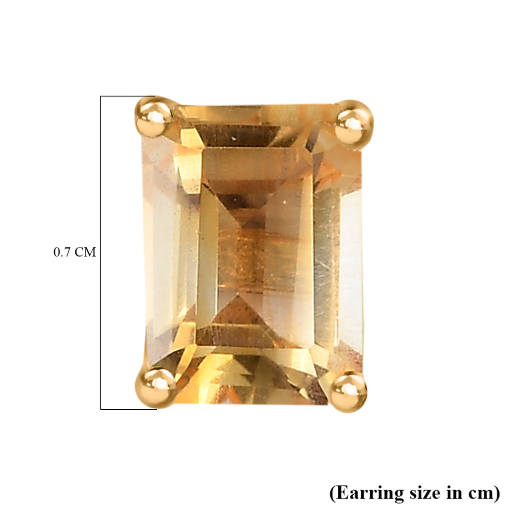 Royal Bali Collection - Citrine Octagone Stud Earring with Push Back in 18K Vermeil Yellow Gold Plated Sterling Silver 1.91 Ct._3815757_5