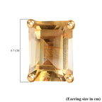 Royal Bali Collection - Citrine Octagone Stud Earring with Push Back in 18K Vermeil Yellow Gold Plated Sterling Silver 1.91 Ct._3815757_5