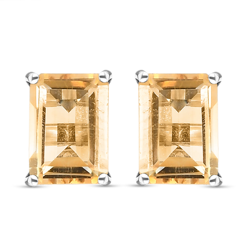Citrine Stud Earrings with Push Back in Platinum Overlay Sterling Silver 1.90 Ct._3815758